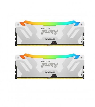 KINGSTON FURY RENEGADE DDR5 RGB 32GB (16GBx2) DDR5 7200MHz RAM (หน่วยความจำ) (WHITE-SILVER) (KF572C38RWAK2-32)