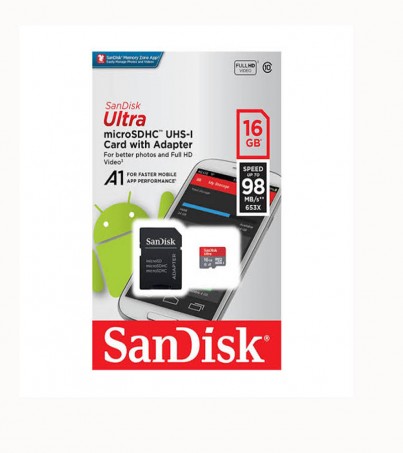 SANDISK 16 GB MICRO SDHC CARD ULTRA CLASS 10 (SDSQUAR_016G_GN6MA)