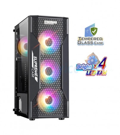 ATX CASE (NP) ITSONAS SUPREME BRIGHT LED (BLACK) (By SuperTStore)