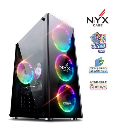 ATX Case (NP) ITSONAS NYX Dual ARGB (Black)  (By SuperTStore) 