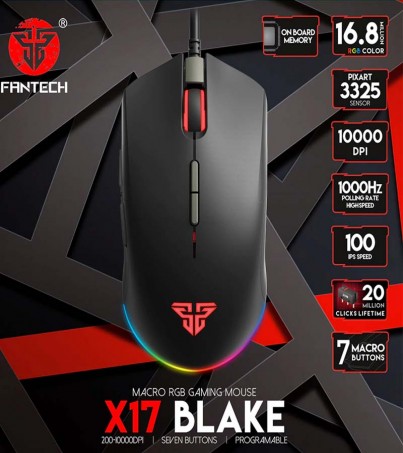 MOUSE FANTECH X17 BLAKE GAMING (BLACK)(By SuperTStore) 