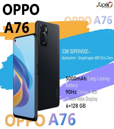  OPPO A76 (6+128GB)หน้าจอ 6.56 นิ้ว Snapdragon 680 Octa Core(By SuperTStore)