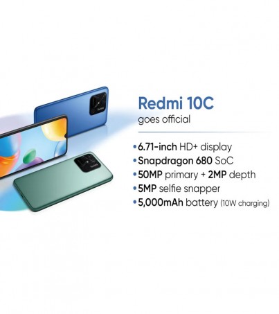 Xiaomi Redmi 10c (4/128GB) Snapdragon 680 พร้อมจอใหญ่ 6.71 นิ้ว และแบต 5000 mAh 