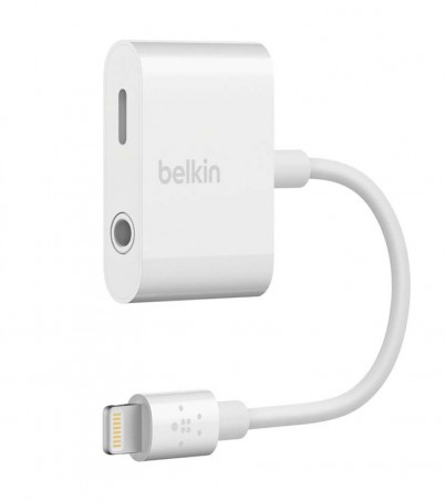 Belkin Adapter Lightning to 3.5mm Audio & Charge RockStar White (F8J212btWHT)(By SuperTStore)