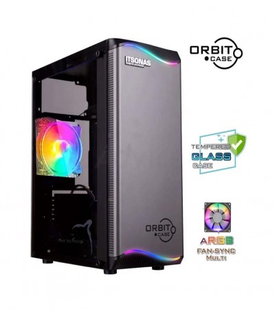 ITSONAS ATX CASE (NP)  ORBIT ARGB TG(BLACK)
