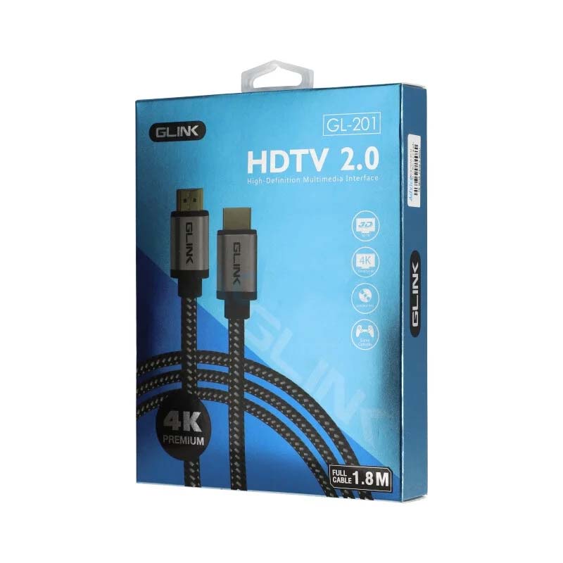 Cable HDMI 4K (V.2.0) M/M (1.8M) GLINK GL201 สายถัก(By SuperTStore