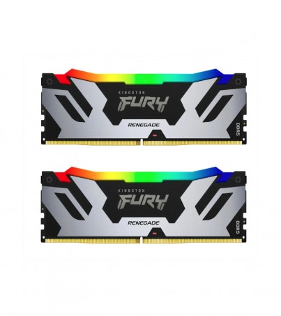 KINGSTON FURY RENEGADE DDR5 RGB 32GB (16GBx2) DDR5 7200MHz RAM (หน่วยความจำ) (INTEL XMP) (BLACK-SILVER) (KF572C38RSAK2-32)
