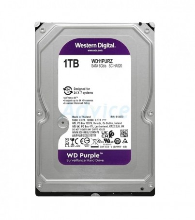 1 TB HDD CCTV WD PURPLE (5400RPM, 64MB, SATA-3, WD11PURZ)