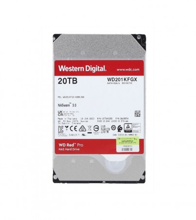 WD RED PRO 20 TB 3.5 INCH HDD (ฮาร์ดดิสก์ 3.5 นิ้ว)- 7200RPM SATA3 (WD201KFGX)