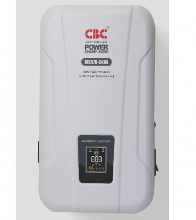 เครื่องปรับแรงดันไฟฟ้าอัตโนมัติ CBC รุ่น MSR70-5KVA (สีขาว) รองรับแรงดันได้ 70-265 โวลท์ (เครื่องปรับแรงดัน)