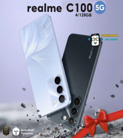 Realme C100 รุ่น 5G (4/128GB) จอ 6.8 นิ้ว  l Dimensity 6300 5G  Octa Core (8 Core) (By SuperTStore)