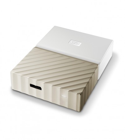 WD 2TB My Passport Portable Storage with Metal Finish USB 3.0 Model WDBFKT0020BGD-WESN White - Gold 