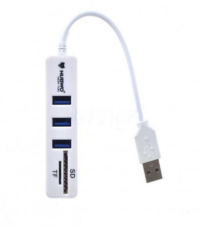 NUBWO 3 Port USB HUB + Card Reader (NCR-100) White