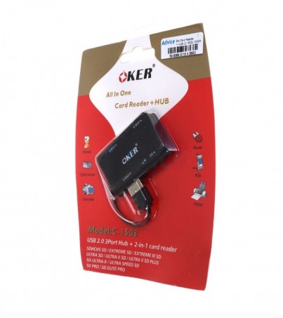 OKER Ext.Card Reader + HUB (C-1503) Black