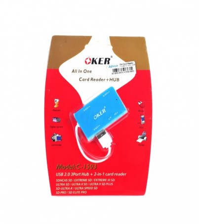 OKER Ext.Card Reader + HUB (C-1503) Blue 