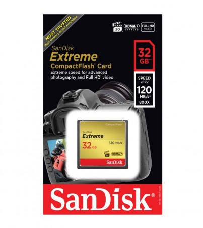SANDISK EXTREME COMPACTFLASH MEMORY CARD 32GB 120MB/85MB (SDCFXSB_032G_G46)