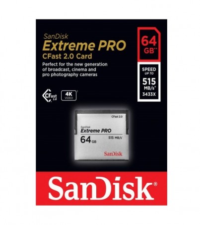 SanDisk 64GB Extreme PRO CFast 2.0 Memory Card (SDCFSP_064G_G46D)