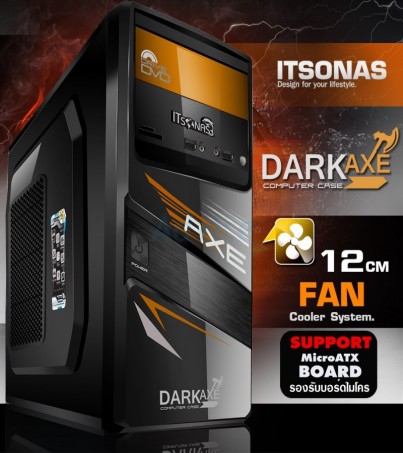 ITSONAS Darkeaxe mATX Case - Black-Orange 