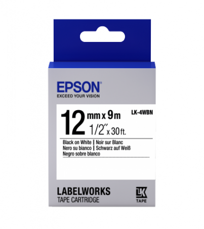 Epson LK-4WBN Label Tape Cartridge Standard 12mm (LK-4WBN)