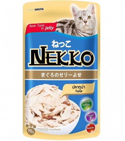 Nekko อาหารเปียกแบบซองสำหรับแมว รสทูน่า ในเยลลี่ / 6 ซอง