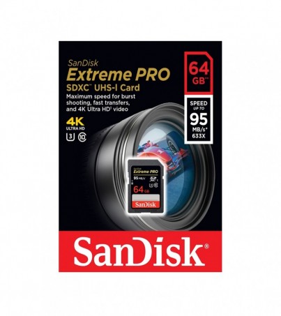SanDisk SD Card 64GB Extreme Pro (Class 10 95 MB/s.) 