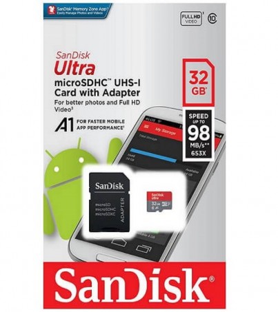  SanDisk Micro SD 32GB Class 10 ULTRA (98MB/s.)