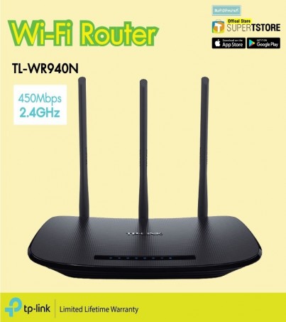 TP-Link TL-WR940N เร้าเตอร์ปล่อย Wi-Fi ใช้กับอินเตอร์เน็ตไฟเบอร์ เคเบิ้ล FTTx (450Mbps Wireless N Router) 