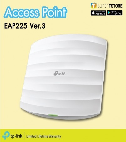 TP-Link EAP225 V3 (AC1350 Wireless MU-MIMO Gigabit Ceiling Mount Access Point) แอสเซสพอยด์สำหรับการใช้งานในระดับธุรกิจ ง่ายในการปรับใช้งานและการจัดการ  เหมาะสำหรับโรงแรม อาคาร และสำนักงาน 