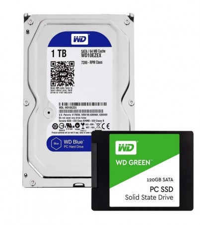 WD BOXSET 1 TB SATA-III Blue (64MB) SSD Green 120GB 