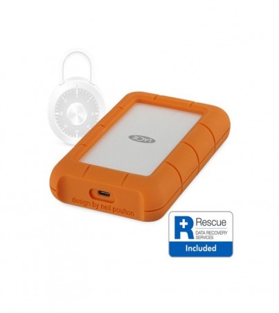 LaCie 2TB USB 3.1 Gen 1 Type-C Rugged Secure Portable Hard Drive (STFR2000403) 