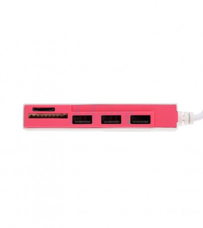 3 Port USB HUB + Card Reader NUBWO (NCR110) -Pink