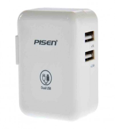 Adapter 2USB Charger (2.4A/1.0A,TS-C070) 'PISEN' White