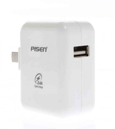 Adapter USB Charger + Type-C Cable (TS-D083+MU09-1000) 'PISEN' White