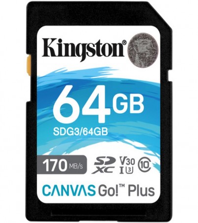 Kingston 64GB Canvas Go Plus UHS-I SDXC Memory Card (SDG3/64GB)
